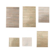 6 Sheets Small 0.12 Inch Alphabet Number Stickers Glitter Alloy Self8922