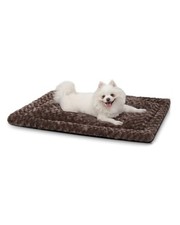 Exsnugy Washable Dog Bed Mat Medium Size Fluffy Pet Crate Pad 30x19 Brown