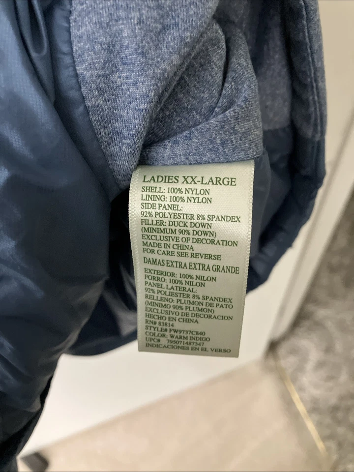 Tangerine Blue Puffer Vest Size XXL Stretch Full Zip Nylon With Pockets - Image 4 of 4