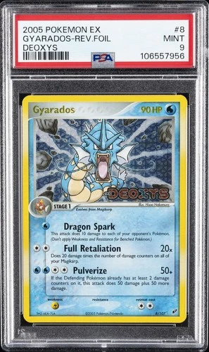2005 POKEMON EX DEOXYS #8 GYARADOS-REVERSE FOIL PSA 9