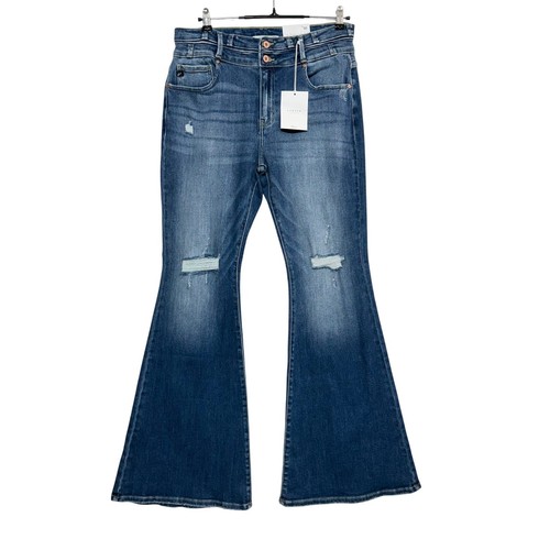 KanCan Jeans Women Measure 33X34 Tag 15/31 Blue Flare Distressed NEW
