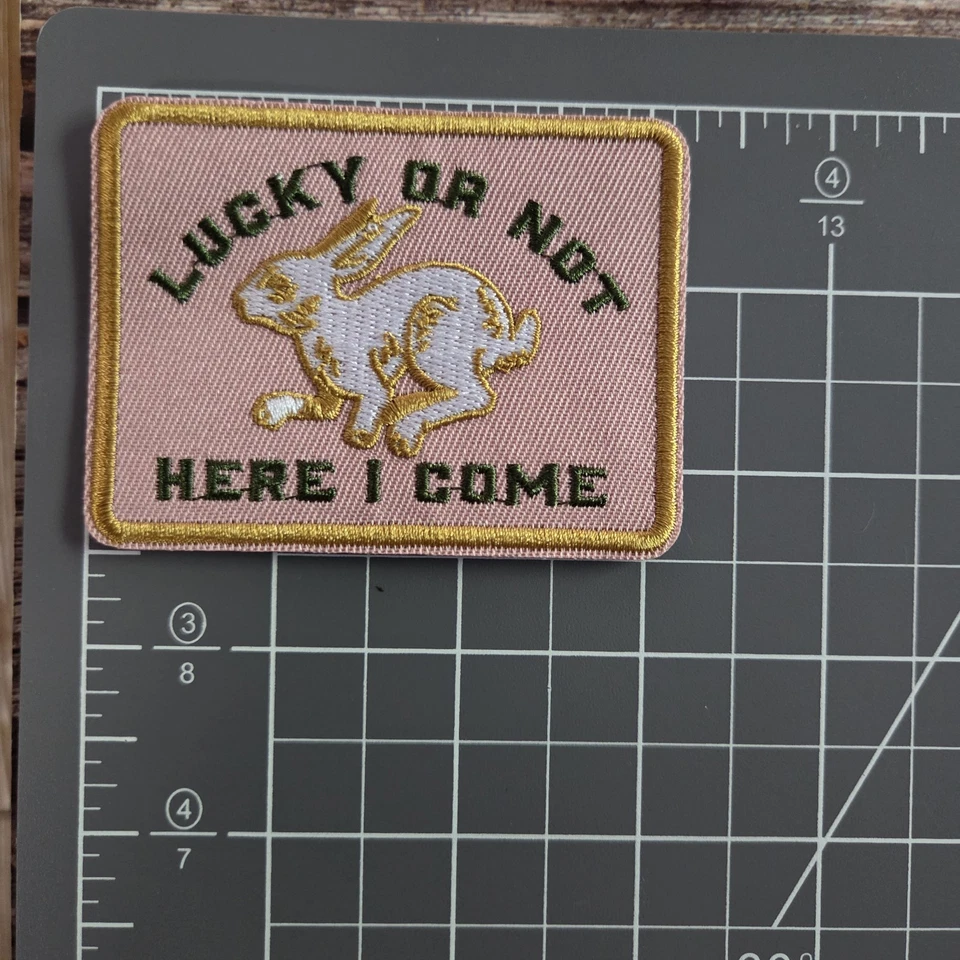 Lucky Rabbit Retro 70s 80s Style Lucky Charm Bunny Iron on Patch - Image 2 of 2