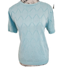 ALFRED DUNNER Petite blue knit blouse- size PM