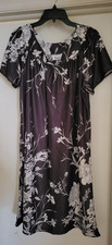 Visions Apparel Black White Floral Print 100 Polyester Loungewear Dress SZ M