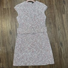 Theory Mod Belted Dress Size 10 Sheath Red White Work Career Office Classic