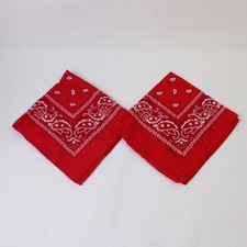 2 Red Paisley Print Bandana 100 Cotton Head Wrap Scarf Face Mask 20 x 20 Inches