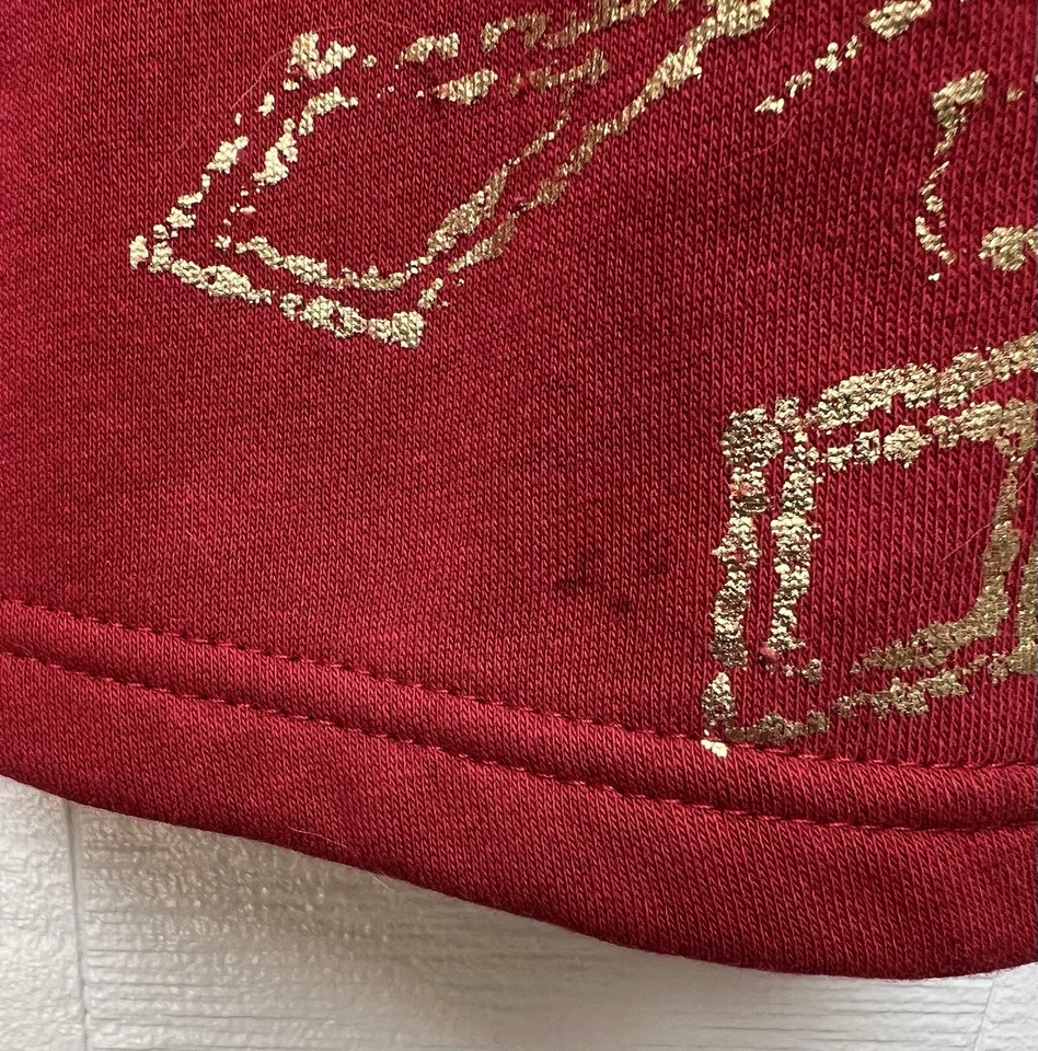 Moletom Pulôver LAURA SCOTT Feminino Tamanho M Estampa Vermelha/Dourada 1/4 Zíper - Imagem 4 de 4