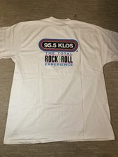 95.5 KLOS Vintage White Single Stitch T Shirt Oneita Size XL Rock & Roll Radio