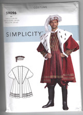 9096 SIMPLICITY - COSTUME: COAT HAT - Mens Sz 44/46/48/50/52