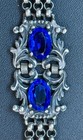 Antique Silver Tone Art Deco Czech Blue Gemstone Filigree Design Bracelet — photo 5