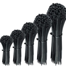 300pcs Black Zip Ties Assorted Sizes 4/6/8/10/12 Inch Plastic cable ties from...
