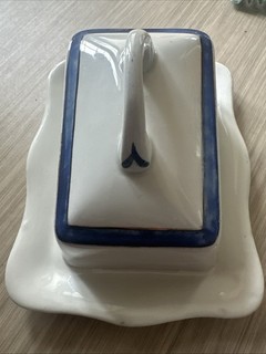Made In England Vintage Blue And White Butter Dish With Lid