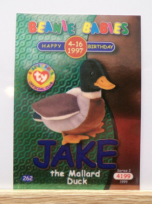 TY Beanie Babies BBOC Card - Series 2 Birthday (Blue) Jake the Mallard Duck