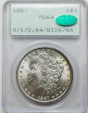 1887 P Morgan Silver Dollar PCGS MS64 CAC Green OGH Gen 1.2 Rattler
