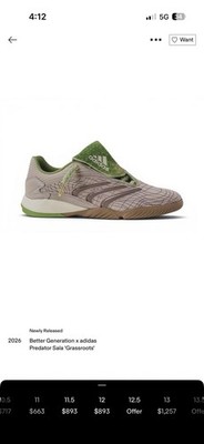 Men s 12  Better Generation x Adidas Predator Sala Grassroots Tier 1
