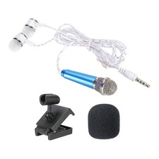 Mini Portable Voice Microphone Blue Microphone with Earphone, Mic Stand 1pc