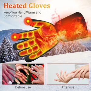 Winter Electric Heated Gloves Rechargeable Battery Hand Warm Windproof Thermal