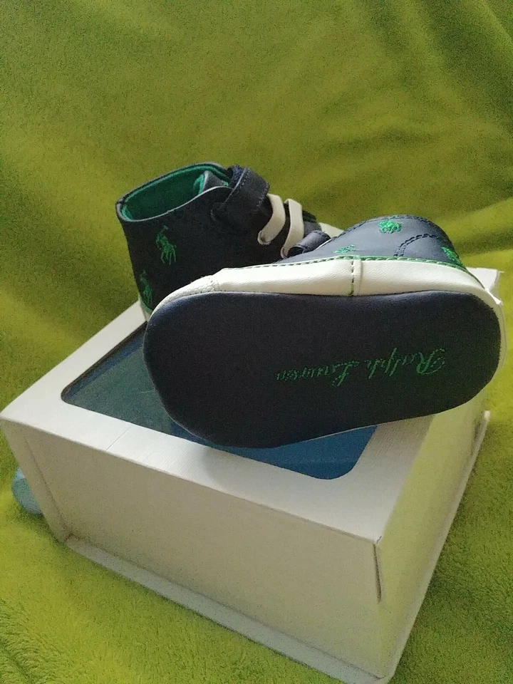 ZAPATOS POLO RALPH LAUREN BEBÉ INFANTIL TALLA 2 AZUL MARINO CUERO NIÑOS Foto 3 de 3