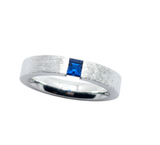 Spannring Sterling Silber 925 mattiert Gr. 58 blauer Stein