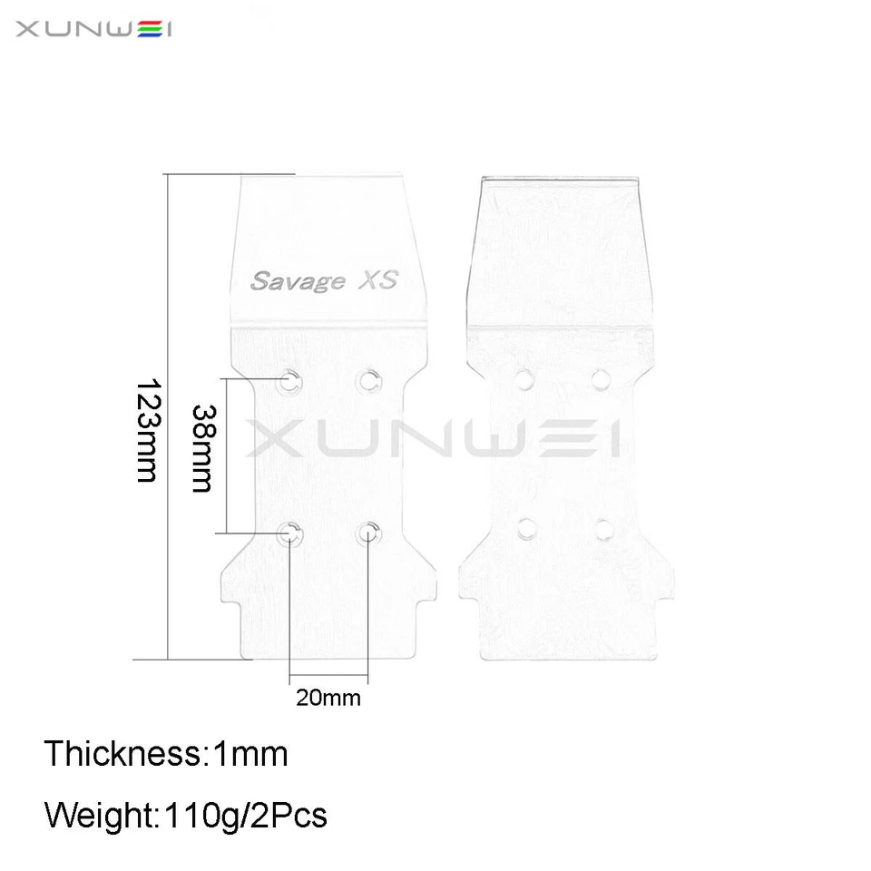 Stainless Steel Lower Skid Plate 105298 for HPI SAVAGE XS SS Flux GT-2XS Truck - Image 3 of 4