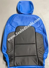 KATZKIN BLUE & BLACK LEATHER SEAT COVERS FOR FORD BRONCO 4 DOOR FULL SIZE