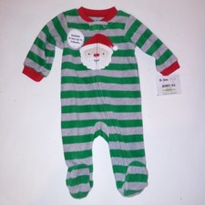 Carters Sleeper One Piece 0-3 Months Green Red Gray Stripe Zip Up New