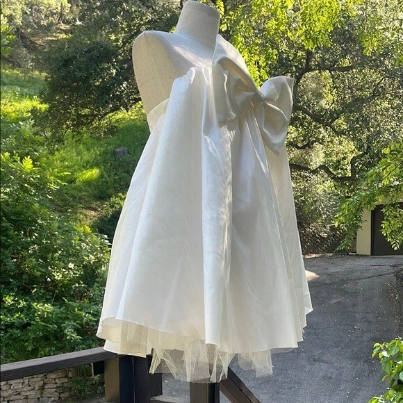 NWT $295 FOR LOVE & LEMONS CARLA STRAPLESS WHITE CHIFFON MINI DRESS SIZE S - Image 3 of 4