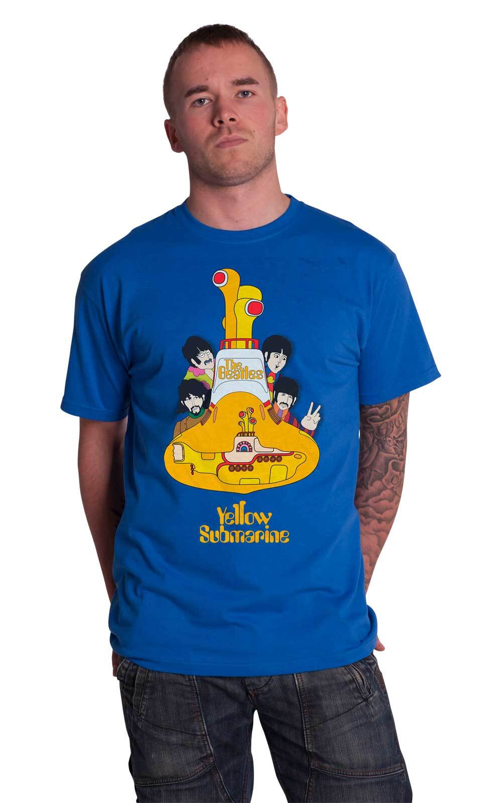 Beatles Yellow Submarine Band Logo Official Men’s Blue T-Shirt