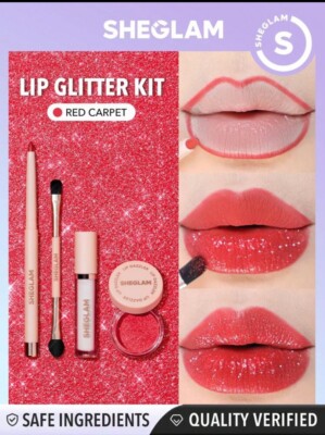 SHEGLAM Lip Dazzler Glitter Kit - Red Carpet Langanhaltender Glitzer Lipgloss...