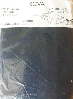 Sova IKEA One Full-Size Bed-Skirt 100% Cotton 54x75'' Size Blue NEW SHIPS FROM US