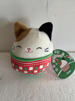 New Squishmallow 4'' Cam the Cat - Ugly Christmas Sweater Super Soft Plush