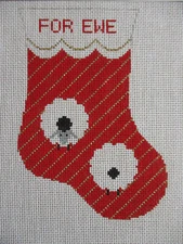 Edie Harper 1988 Handpainted Needlepoint Canvas FOR EWE Stocking Ornament Sheep