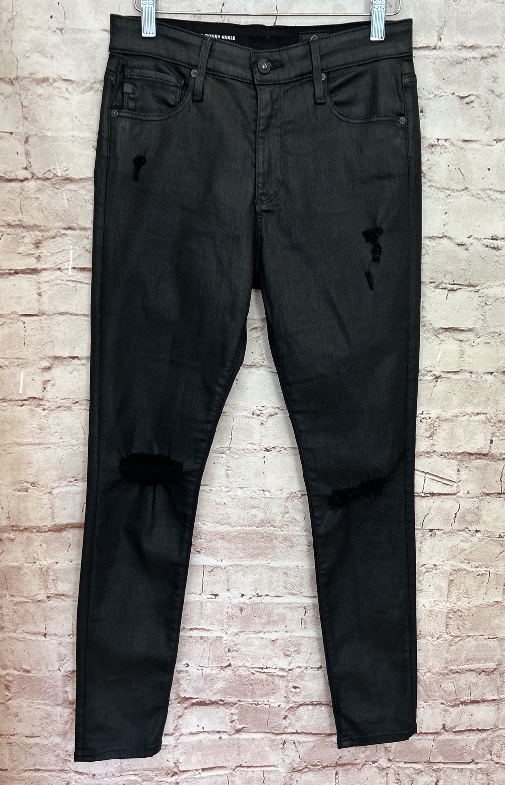 Adriano Goldschmied Womens 27R Black Coated Farrah Skinny Ankle High-Rise Jean