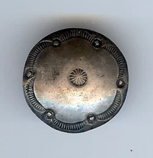 VINTAGE NAVAJO INDIAN SILVER STAMPWORK BUTTON