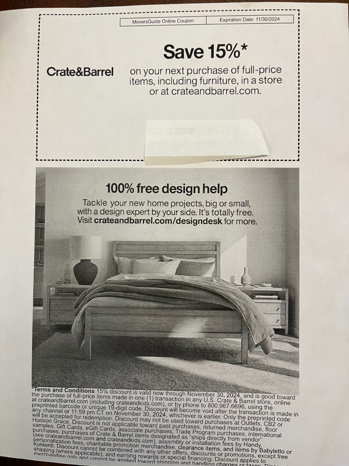 Crate &amp; Barrel Coupon - 15% Off Full Priced Items Print out exp 11/30 ...