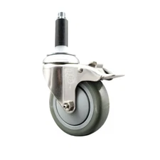 4 Inch 316SS Gray Poly Swivel 7/8 Inch Expanding Stem Caster Lock Brake SCC