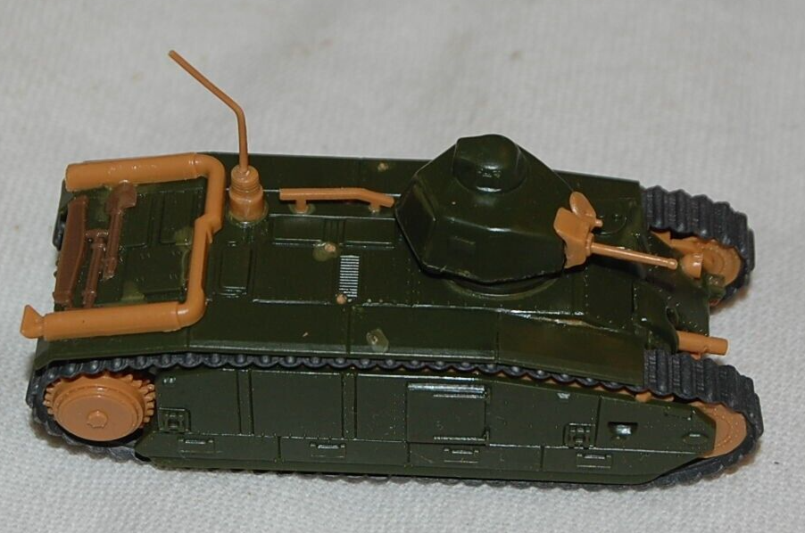 A465 Jouet Ancien Plâtre France Char B1 Bis + Chef Camouflée WWII L 13