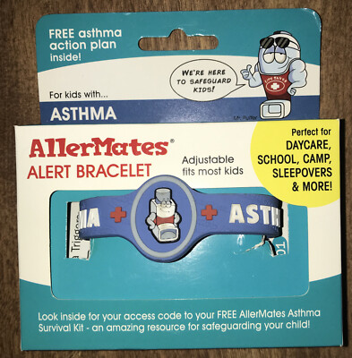 3 - Kids AllerMates ASTHMA Allergy Wristband Medical Alert ID Silicone ...
