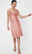Nasty Gal Petite Cowl Neck Bias Cut Midi Dress In Pale Orange UK 12 RRP £35 BNWT