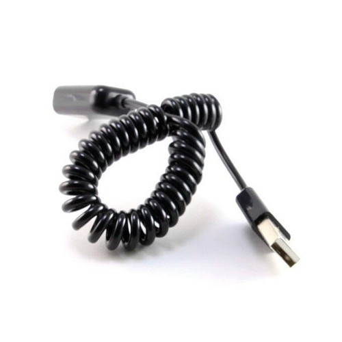 US USB 2.0 Type A Male to Female M-F Extension Curl Spring Wire Cord Cable Black - Picture 6 of 7