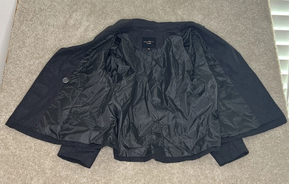 Abrigo Celebrity Rosa Doble Pecho XXL Guisante Gris Oscuro Foto 4 de 4