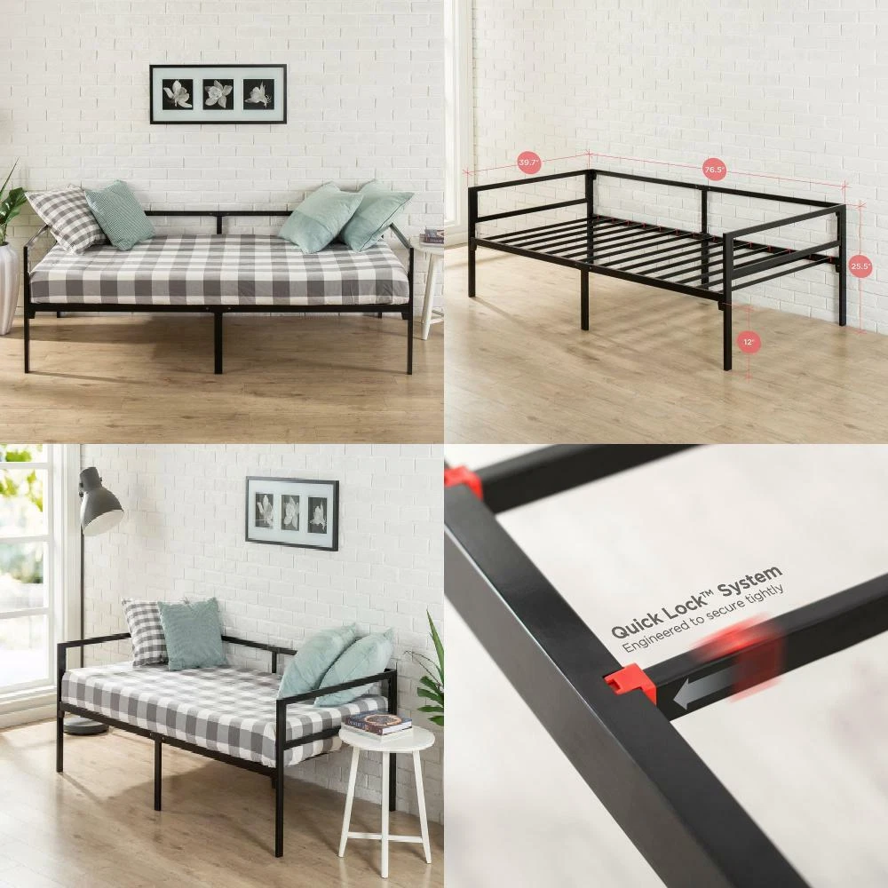 Zinus Brandi Quick Lock Twin Day Bed frame with Steel Slat Support