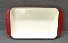 Carolina Cooker 12x8.5 Rectangular Casserole Dish Enamel Cast Iron Baking Red