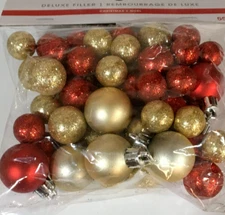 ORNAMENTS AND BALLS VASE BOWL DELUXE FILLER RED GOLD SCATTER 55 PC FREE SHIP