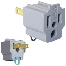 1 AC OUTLET ADAPTER 3 prong Convert 2 blade grounding Cheater Plug LEVITON 274