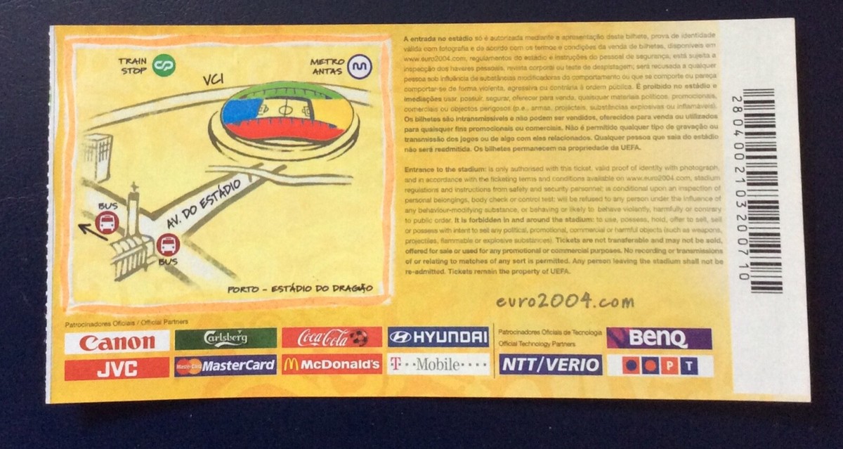ticket entier )) CZECH REPUBLIC V DENMARK - Porto - 1/4 final