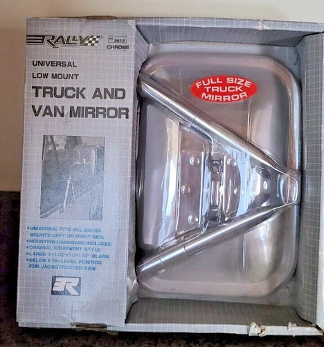 2 RALLY 3612 CHROME  TRUCK & VAN MIRROR UNIVERSAL LOW MOUNT, 7-1/2 X 10- 1/2 NEW