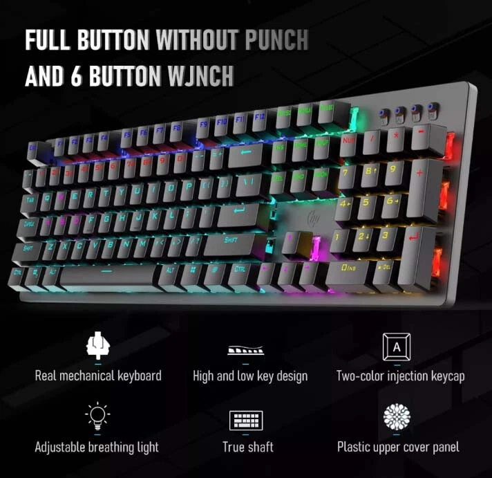 HP Mechanical Gaming Keyboard Wired RGB LED Backlit Game Keyboards For PC MAC - image 4 of 4