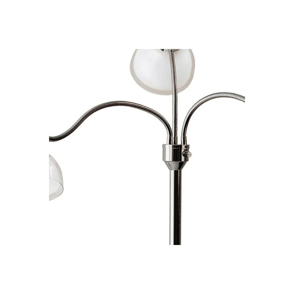 Lámpara de pie 69 níquel tres luces árbol con pantalla de cuenco blanco Foto 2 de 4