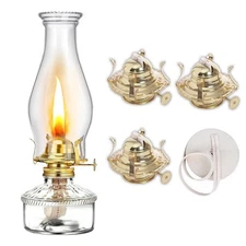 Pacify 4 Pack Oil Lamp Burner Brass Plated Oil Lamp Parts Including 9.4FT Cot...